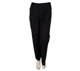 Dialogue Polished Stretch Cotton Fly Front Pants with Pockets