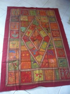 Huge Wall Tapestry Runner w 2 Cushion Covers Brick Red