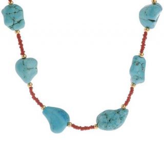 Lee Sands Magnesite and Red Seed Bead Necklace —