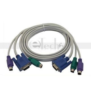  5ft 1 5M KVM VGA Male 2 Male PS 2 Mouse Keyboard Connect Cable