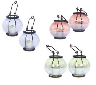 Set of 2 Indoor/Outdoor Patio Lanterns w/ Blown Glass —