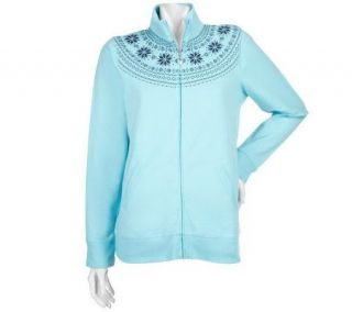 Sport Savvy Zip Front Jacket with Snowflake Pattern —