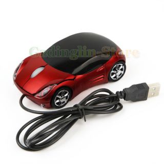 USB 3D Red Car Shape Optical Mouse Mice for Laptop PC