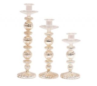 Treasures by Shabby Chic Set of 3 Mercury Glass Candlesticks