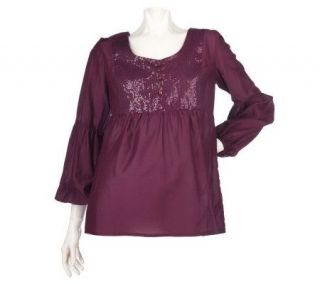 Motto Cotton/Silk Matte Sequin Blouse with 3/4 Sleeves —