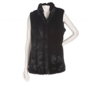 Dennis Basso Stand Collar Fully Lined Faux Fur Vest —