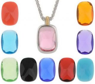 Joan Rivers 30 Necklace w/10 Color Changeable Faceted Pendant