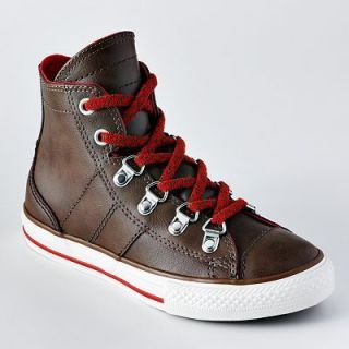 New Boys Shoes Converse Ct Sneaker Leather Brown Hi Top All Star Chuck