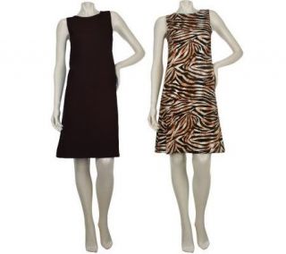 Women with Control Print and Solid Set of Two Dresses   A224370