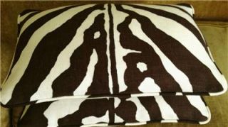 Scalamandre Custom Designer Throw Pillows Linen Fabric Zebra New Set 2
