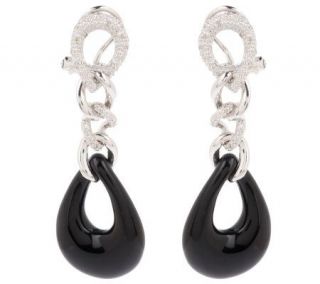 AffinityDiamond Sterling 1/5 ct tw Black Agate Dangle Earrings