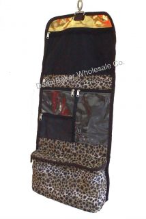 Leopard Hanging Cosmetic Case Toiletry Travel Roll Up Makeup Bag