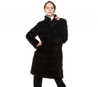 Dennis Basso Stand Collar Faux Fur Coat with Front Pockets —