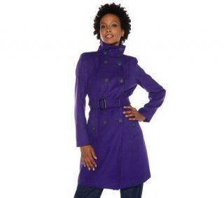 Isaac Mizrahi Live! Double Breasted Trench Coat   A212342