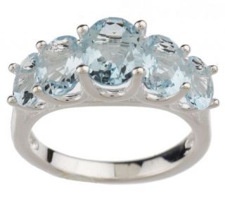 Sterling 2.35 ct tw Oval Aquamarine 5 stone Ring —