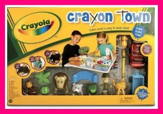 New Crayola Crayon Town Zoo Construction Set w Toys 3D