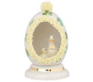 Irish Dresden Porcelain Easter Egg with Duck Figurine —