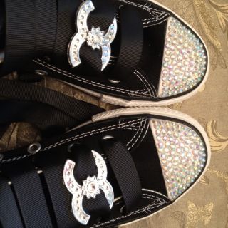 Converse Bling Designer Infant Toddlers Youth Adorable Black High Tops
