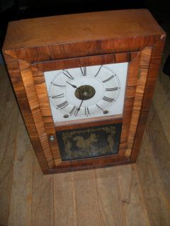 Antique Wood Seth Thomas Eight Day Spring Clock w Pendulum