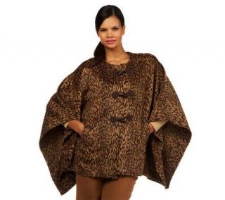 Isaac Mizrahi Live! Leopard Blanket Coat with Toggles —
