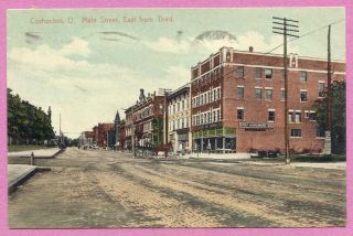 Coshocton Ohio Main Street East from Third 1911 Hand Colored 14JH96