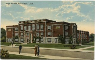 High School, Greenfield, Ohio, c1910. Post card is used, PM