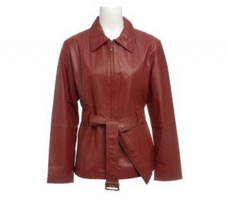 Excelled Ladies Belted Lamb Fashion Jacket —