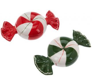Set of 2 Ceramic Peppermint Candy Dishes by Valerie —
