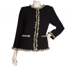 Linea by Louis DellOlio Jacket with Simulated Pearl & Ribbon Trim