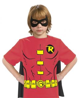 Robin Child Boys Costume Kit Size s Small 4 6 T Shirt Cape Mask New