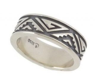 Southwestern Sterling His/ Hers Decorative Band Rings —