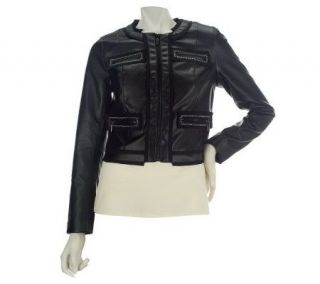 by Marc Bouwer Faux Leather Jacket with Chain Detail   A226646