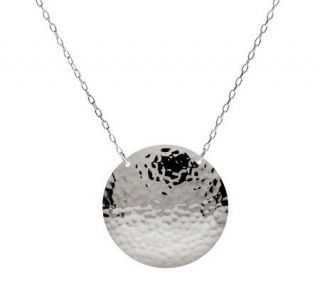 Sterling Hammered Disc Pendant with 18 Chain —