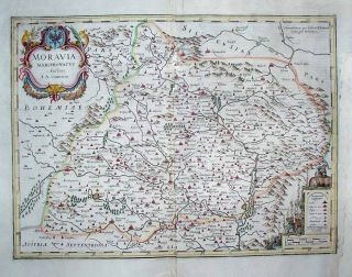 1633 Jansson Comenius Map Moravia Czech Brno Olomouc