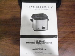 Cooks Essentials 1 25 Qt Stainless Steel Deep Fryer New