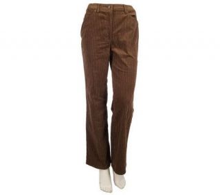 Denim & Co. Regular Classic Waist Pinstripe Velveteen Pants — 