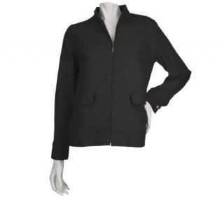 Susan Graver Stretch Denim Zip Front Jacket with Flap Pockets