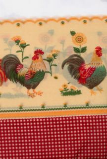 Country Red Rooster Tier Swag Kitchen Window Curtains