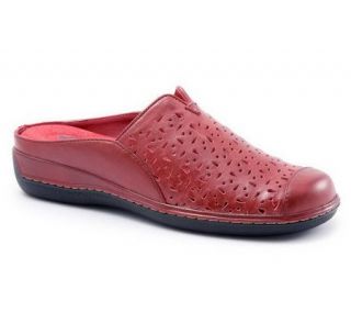 Soft Walk Open Back Floral Designed Leather Slip on Loafers — 