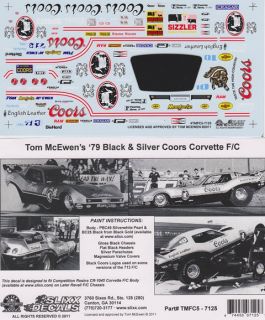 TOM MCEWENS Black & Silver COORS CORVETTE FUNNY CAR NHRA Drag Slixx