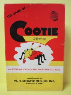 Vintage Game of Cootie w H Schaper Mfg Co Cooties Game 200 1949