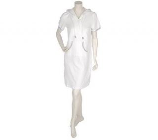 Sport Savvy Stretch Short Sleeve Hooded Dress W/Rib Trim —