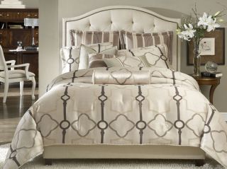 Keystone Court Pearl/Silver Geometric 10 pc King Bedding Set