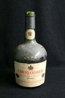 Courvoisier Cognac Champagne Liquor Glass Bottle is empty antique