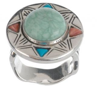 Veronica Benally Sterling Sunray Design Gemstone Ring —