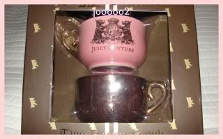 Juicy Couture Dog Bowls Set Cute Pink Brown TeacupS