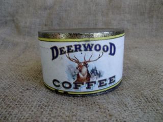 Antique Vintage Advertising Coffee Tin Deerwood RARE Sample Size 1922