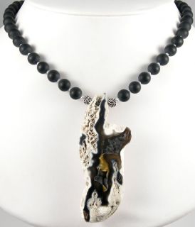 RARE Florida Black Fossil Coral Pendant Onyx Necklace