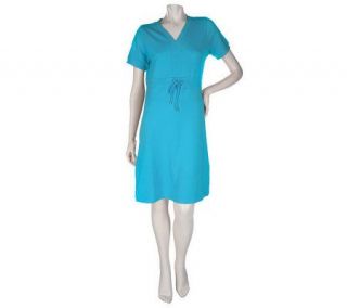 Sport Savvy Stretch Jersey Short Sleeve Drawstring Dress —