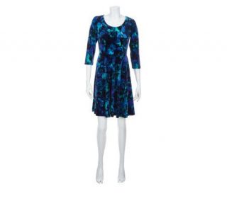 Isaac Mizrahi Live! Watercolor Knit Velvet Dress   A227263